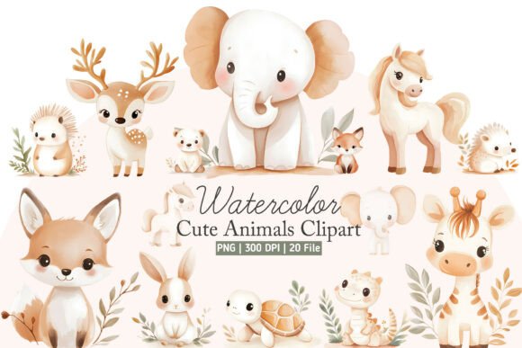 Download Watercolor Cute Animals PNG Clipart - Cute animals png Collection