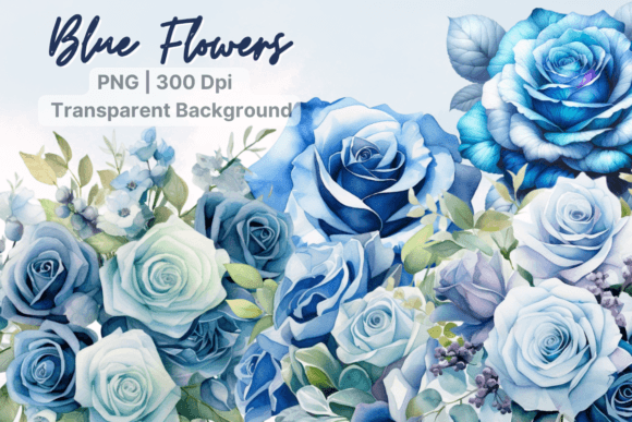 Download Blue Roses Clipart, Watercolor Flowers - Watercolor flowers Collection