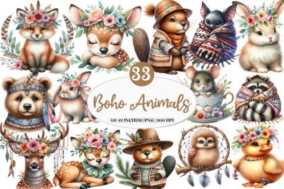 Download Boho Woodland Animals, Cute Animals Png - Cute animals png Collection