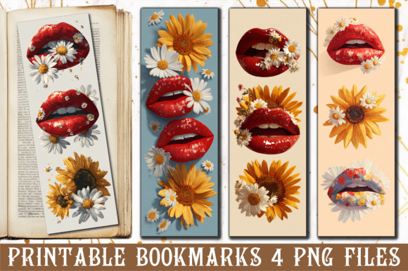 Download Floral Lips Sunflower Daisy Art Bookmark - Daisy art Collection