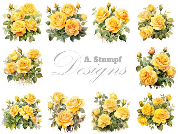 Download Yellow Roses Watercolor Flowers Clipart - Watercolor flowers Collection