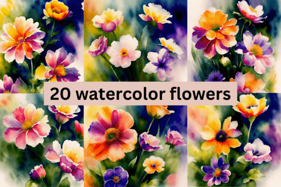 Download 20 Watercolor Flowers Bundle - Watercolor flowers Collection