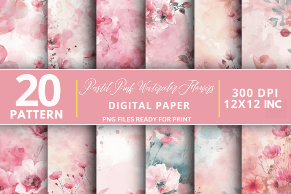 Download Pastel Pink Watercolor Flowers Bundle - Watercolor flowers Collection
