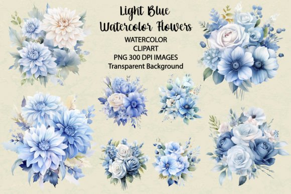 Download Light Blue Watercolor Flowers Clipart - Watercolor flowers Collection