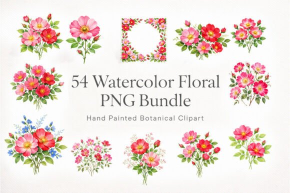 Download 54-watercolor-rose-floral-png-bundle - Premium Resources